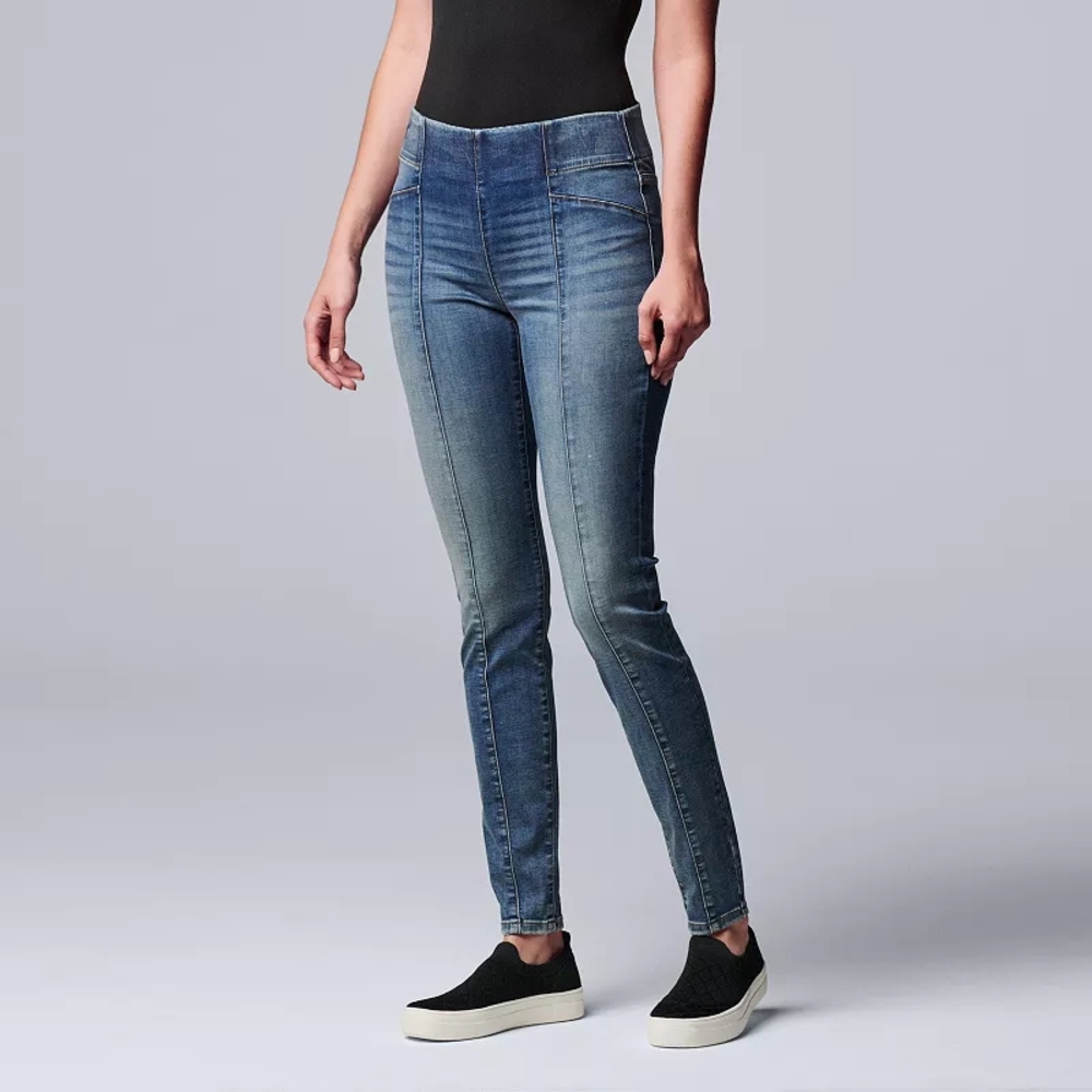 Simply Vera Vera Wang Women's Smoke Blue Pull-On Skinny Jeans Size 6 EUC - Picture 1 of 7